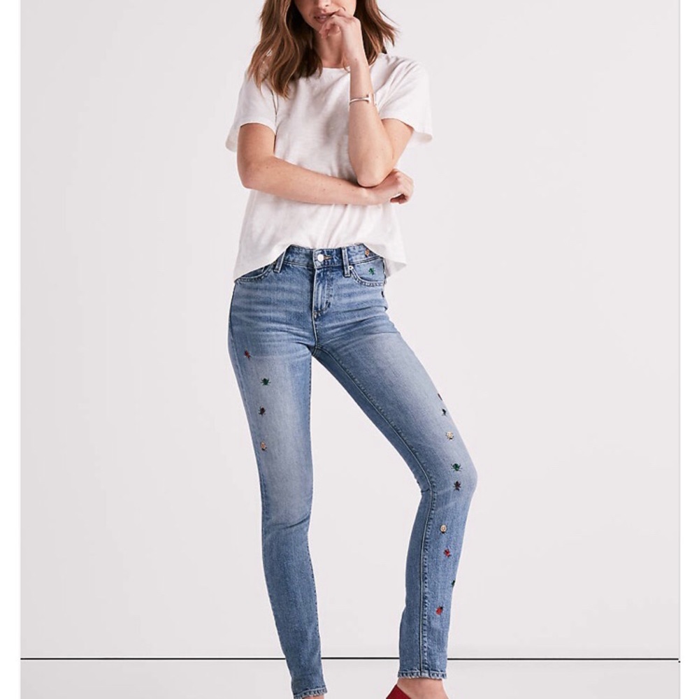 Lucky Brand Jeans with Ditsy Bug Embroidery